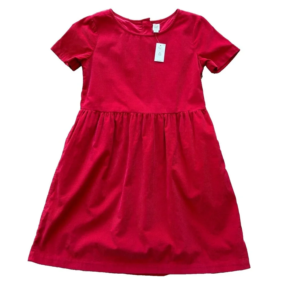 Gap Kids Red Corduroy Short‎ Sleeve Dress XXL 14-16 NWT Holiday